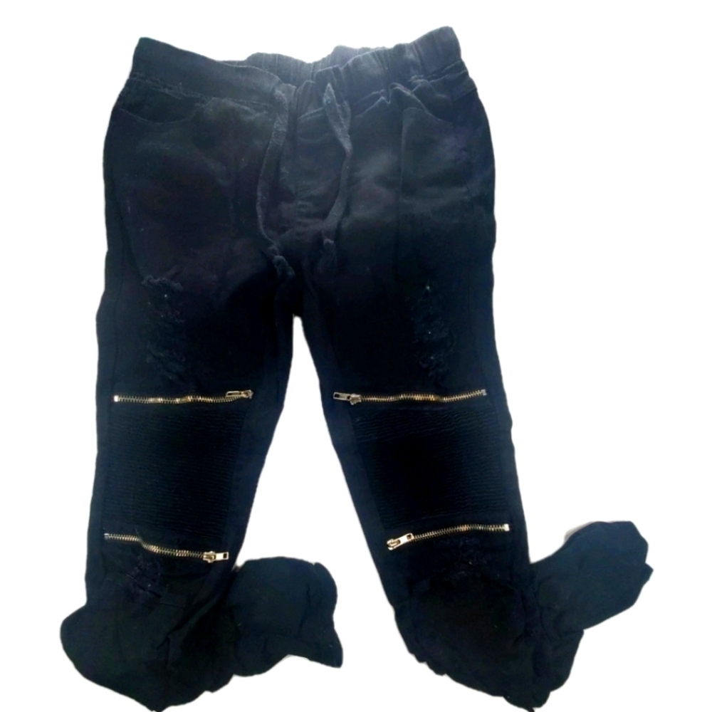 Vntg Y2k Women's Punk Pants Skinny Distressed Stretch  Black Small Twiin Sisters